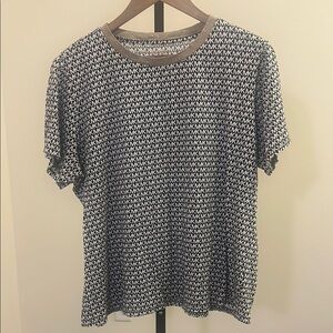 Michael Kors Black and White Women's Top with Gold Collar, Plus 2X